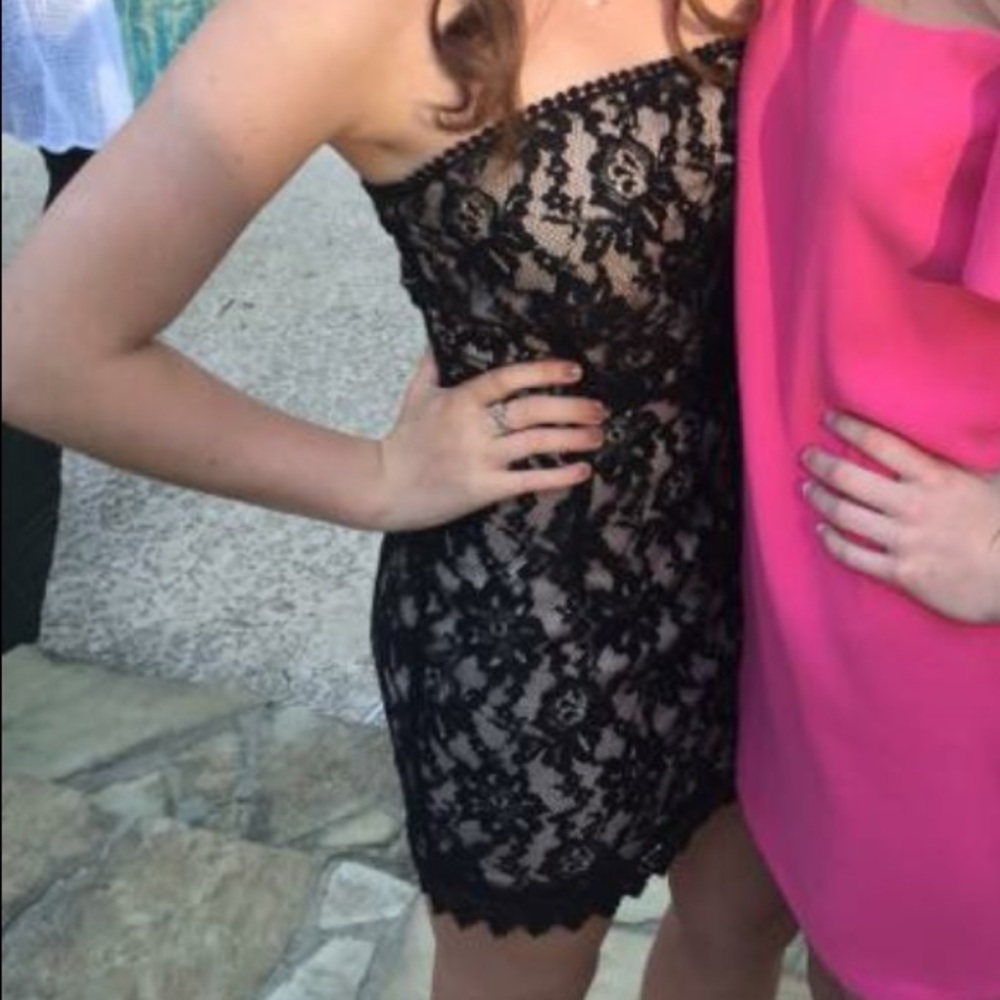 Andree mini dress with lace overlay